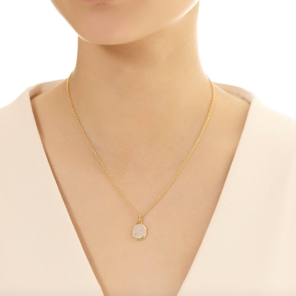 Monica Vinader Siren Bezel Gemstone Pendant 18k Gold Vermeil & Moonstone